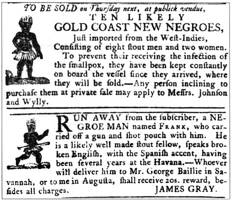 Slave Auction And Fugitive Slave Advertisements Georgia Gazette