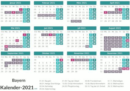 Übersicht der ferien und feiertage in deutschland. FERIEN Bayern 2021 - Ferienkalender & Übersicht