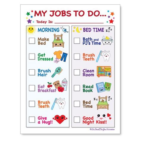 Routine Chore Chart For Morning And Bedtime Instant Download Etsy