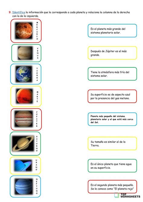Planetas Del Sistema Solar Ficha Interactiva Topworksheets