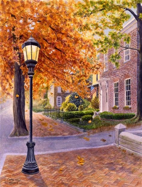 City Landscape Watercolor Painting Print By Cathy Hillegas
