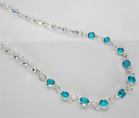 New Stunning Swarovski Crystal Ab And Blue Zircon Necklace Etsy
