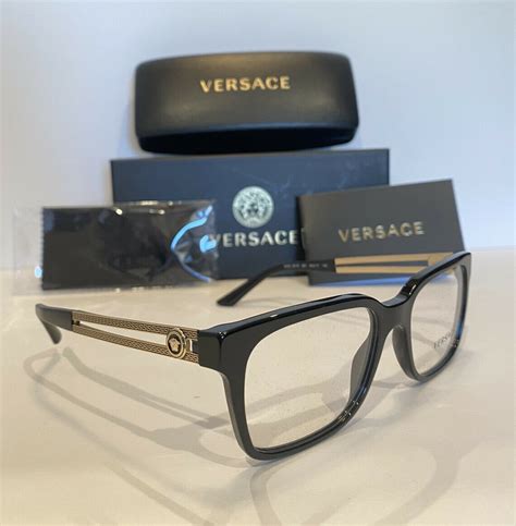 versace men s ve3218 gb1 gold and black eyeglasses optical frames w case boleoexpress