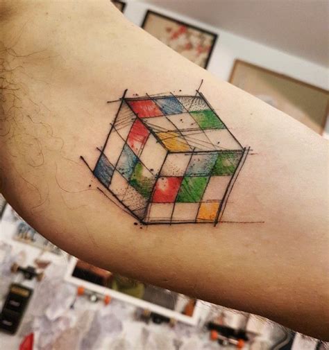 Rubik Cube Sketch Watercolor Tattoo Tatuagens Científicas Tatuagem