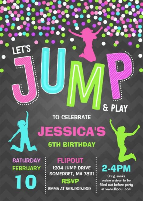 Jump Birthday Invitation Jump Trampoline Party Zazzle Trampoline Birthday Invitations Free