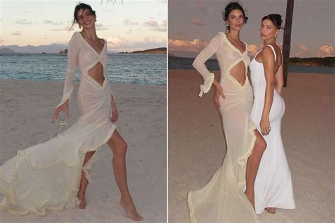 Kendall Jenner Wears Nipple Baring Dress On Vacation With Hailey Bieber
