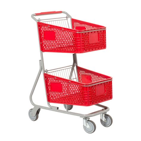 Grocery Shopping Carts For Sale Red Plastic Double Basket Convenience