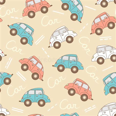 Vector Pattern With Cartoon Cars For Use In Design Stock Vector