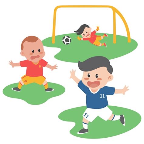 Kids Playing Soccer Vector Premium Download