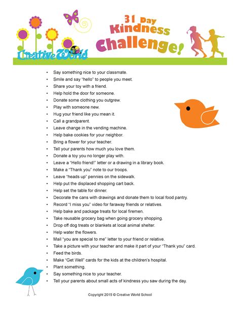 Teaching Children Kindness 31 Day Kindness Challenge Creative World