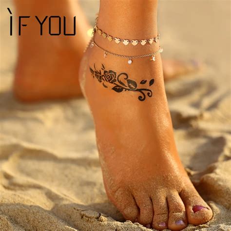 If You New Bohemia Multiple Layer Anklets For Women Heart Crystal