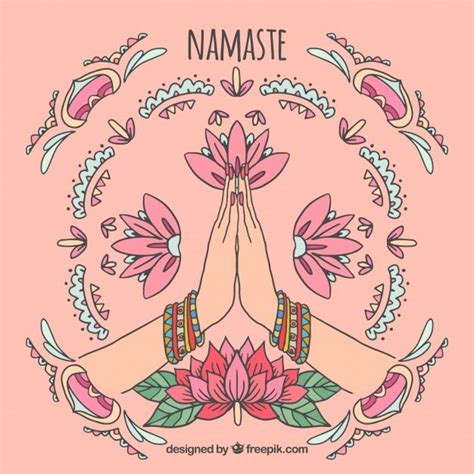 Free Vector Namaste Greeting Background With Ornaments Namaste Art Yoga Illustration Yoga Art