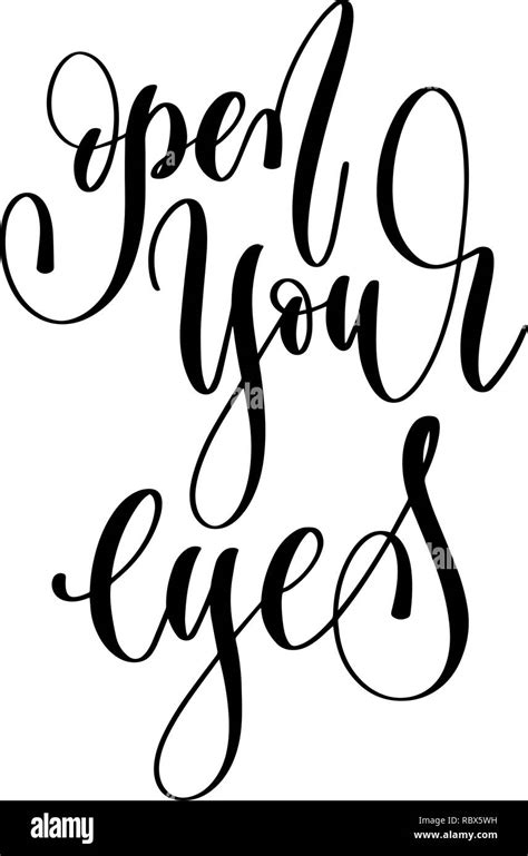 Open Your Eyes Hand Lettering Text Positive Quote Motivation Stock