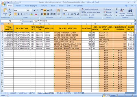 Inventario De Almacen En Excel