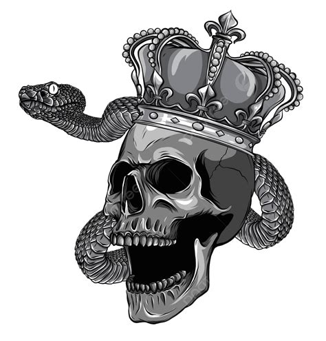 Skull King With Snake Vector Illustration Design Mad Death Fear Vector