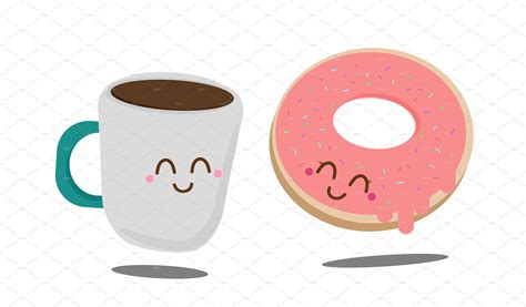 Coffee And Donut Vector Illustration Custom Designed Illustrations