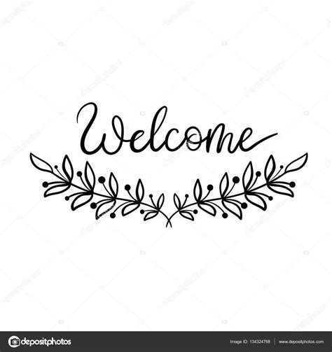 Welcome Hand Lettering Card Modern Calligraphy Vector Illustration