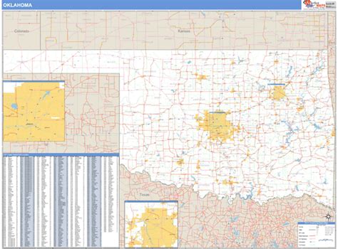 Map of zip codes in oklahoma. Oklahoma Zip Code Wall Map Basic Style by MarketMAPS