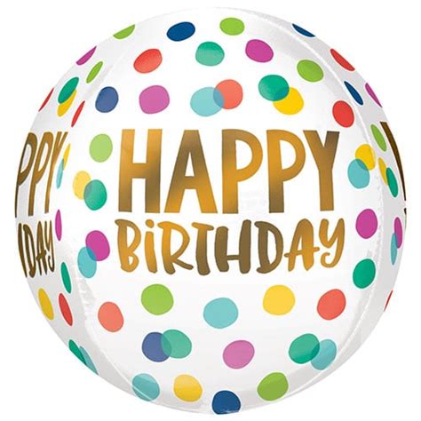 Happy Birthday Dots Orbz Foil Helium Balloon 38cm 15 In Partyrama