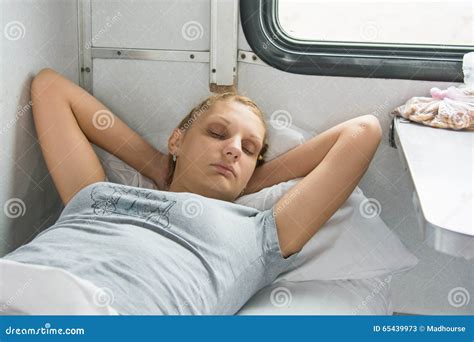 Young Girl Sleeping On A Train Stock Image Image Of Sleep Moving