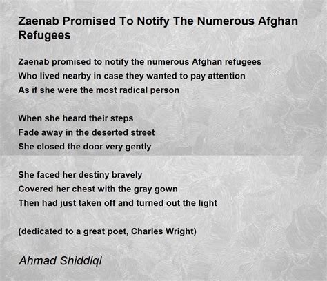 Zaenab Promised To Notify The Numerous Afghan Refugees By Ahmad