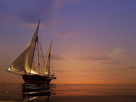 Wallpaper Sea 3d Graphics Ships Sunrise And Sunset Sailing 1600x1200