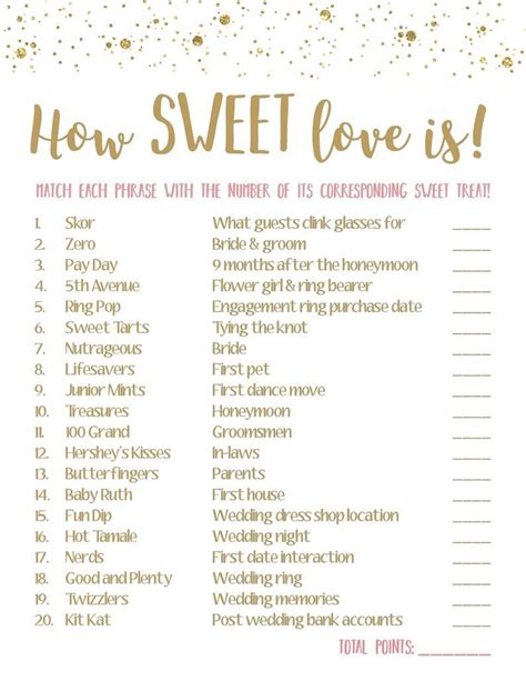 Candy Bachelorette Game Candy Bridal Shower Game Bridal Shower Game
