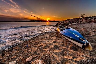Kayak Wallpapers Canoe Sea Broken River Sunset