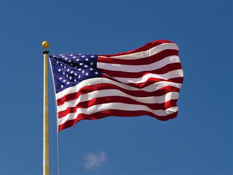 Usa Flag American Flag American Flag Blowing Wind Closeup