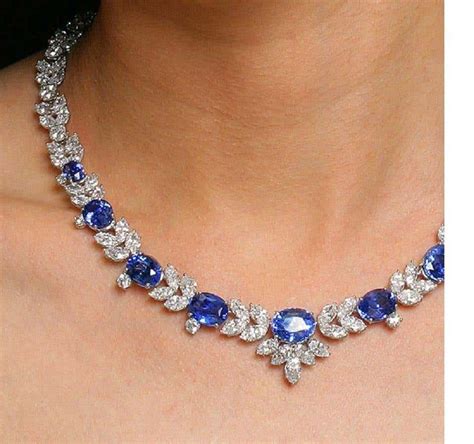 No Heat Sapphire And Diamond Garland Necklace Sapphire Necklace