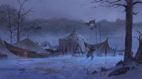 Artstation Acaratus Camp Winter Storm Backdrop Klaus Pillon