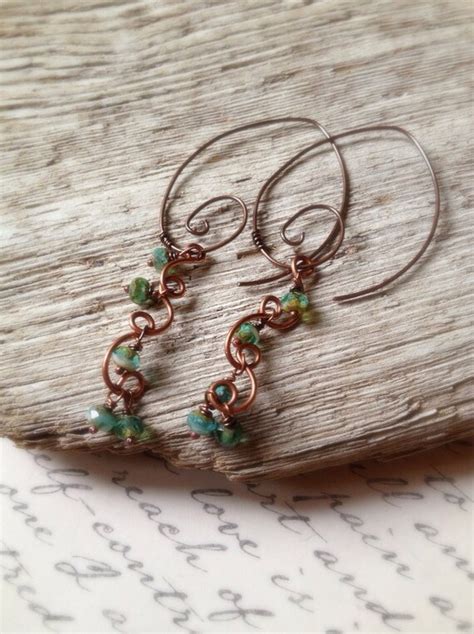 Teal Earrings Copper Earrings Teal Chandeliers Chandelier