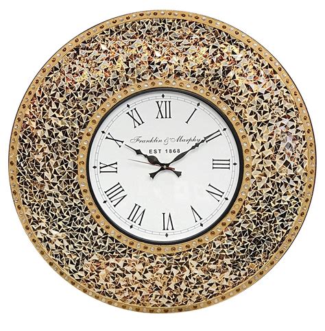 Decorshore 23” Decorative Wall Clock Silent Clock With Decorative Glass Mosaic Oversized Wall