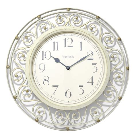 Buy Westclox 12” Stylish Wrought Iron White And Gold Wall Clock Model