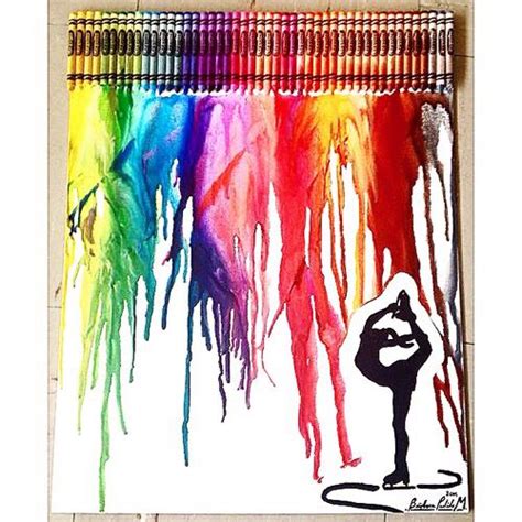 Silhouette Of Figure Skater And Melted Crayons Art Crayon Art Melted
