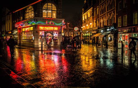 Wallpaper Lights Colors Night People London England Reflection