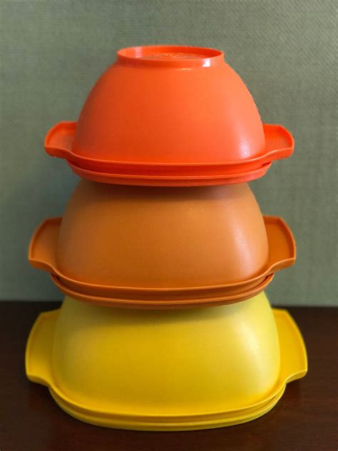 Vintage Tupperware Harvest Servalier Containers Orange And Yellow