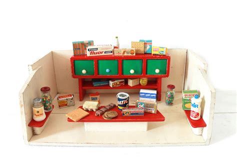 Nostalgic French Vintage Miniature Toy Grocery Store With Products