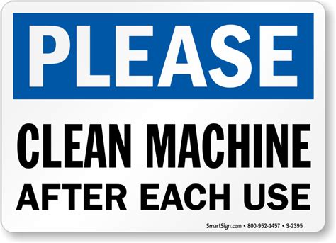 Please Clean Machine After Use Sign Sku S 2395