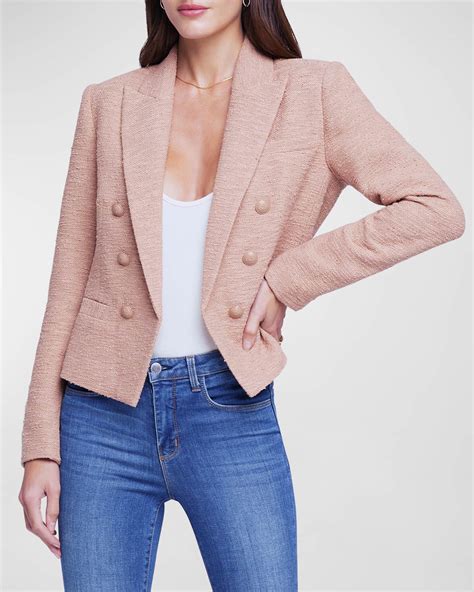 L Agence Brooke Double Breasted Crop Blazer Neiman Marcus