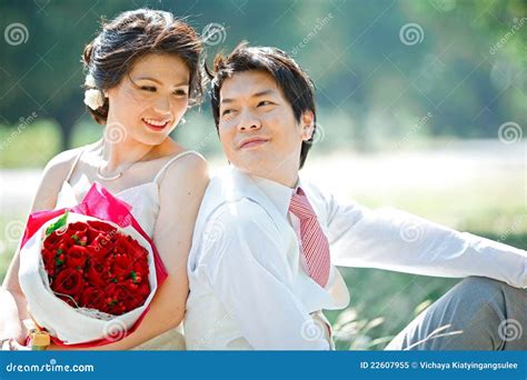 Newly Wedding Couples Stock Image Image Of Meadows Groom 22607955