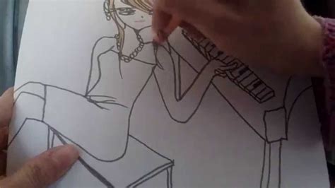 How To Draw Anime Girl Playing Piano Youtube