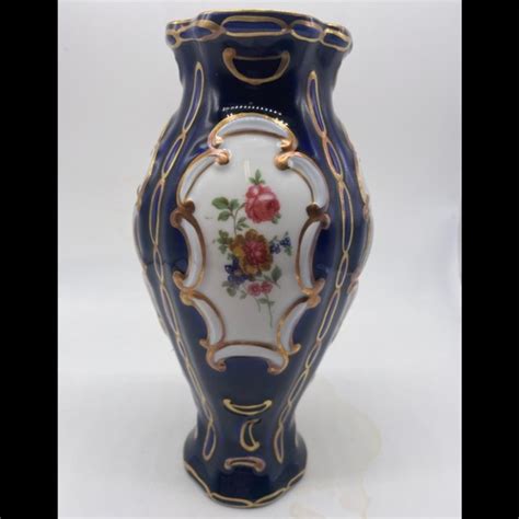 Royal Dux Art Royal Dux Bohemian Cobolt Porcelain Vase Gilt Poshmark