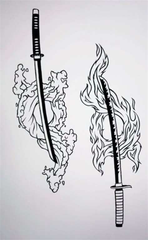 Water Fire Sword Tattoo Design Demon Slayer Slayer Tattoo Anime Hot