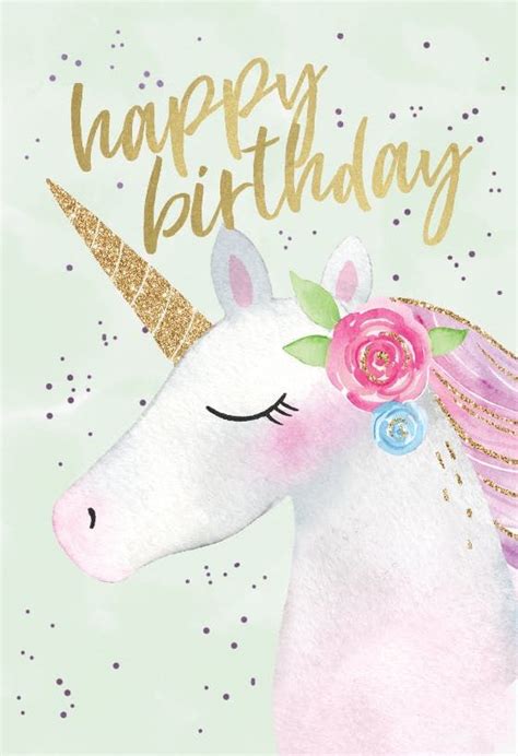 Get a happy birthday greetings card at free printable online. Happy Unicorn - Birthday Card (Free) | Greetings Island ...