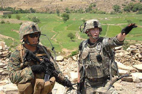 Us Army Spc Henry Rosenquist And A Us Marine Locate Enemy Forces