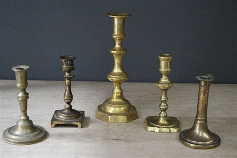 Buy Antique Brass Candlesticks 5 Various From Antiques And Design Online