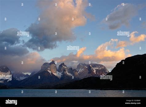 Sunrise On Lago Pehoe And Los Cuernos Torres Del Paine National Park