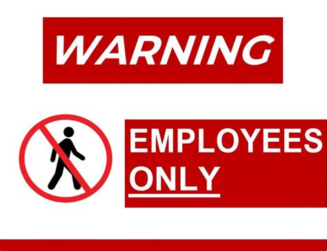 Printable Employees Only Sign Room
