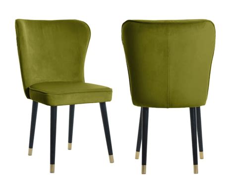 Celine Olive Green Velvet Dining Chair Set Of 2 Belle Fierté